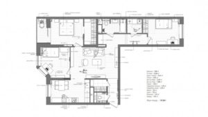 The overall floor plan of the apartment showcases how cleverly the space is used, with ever square centimeter having a distinct purpose, giving the apartment its spacious feel.