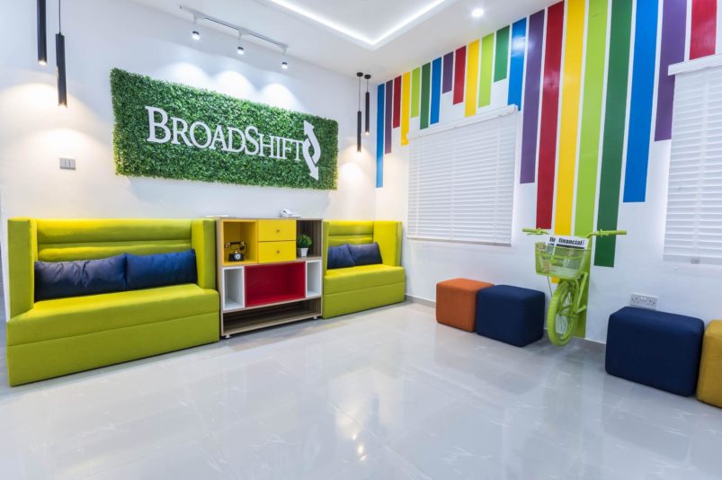 Colourful lounge at BroadShift Technologies by Maison Consulting