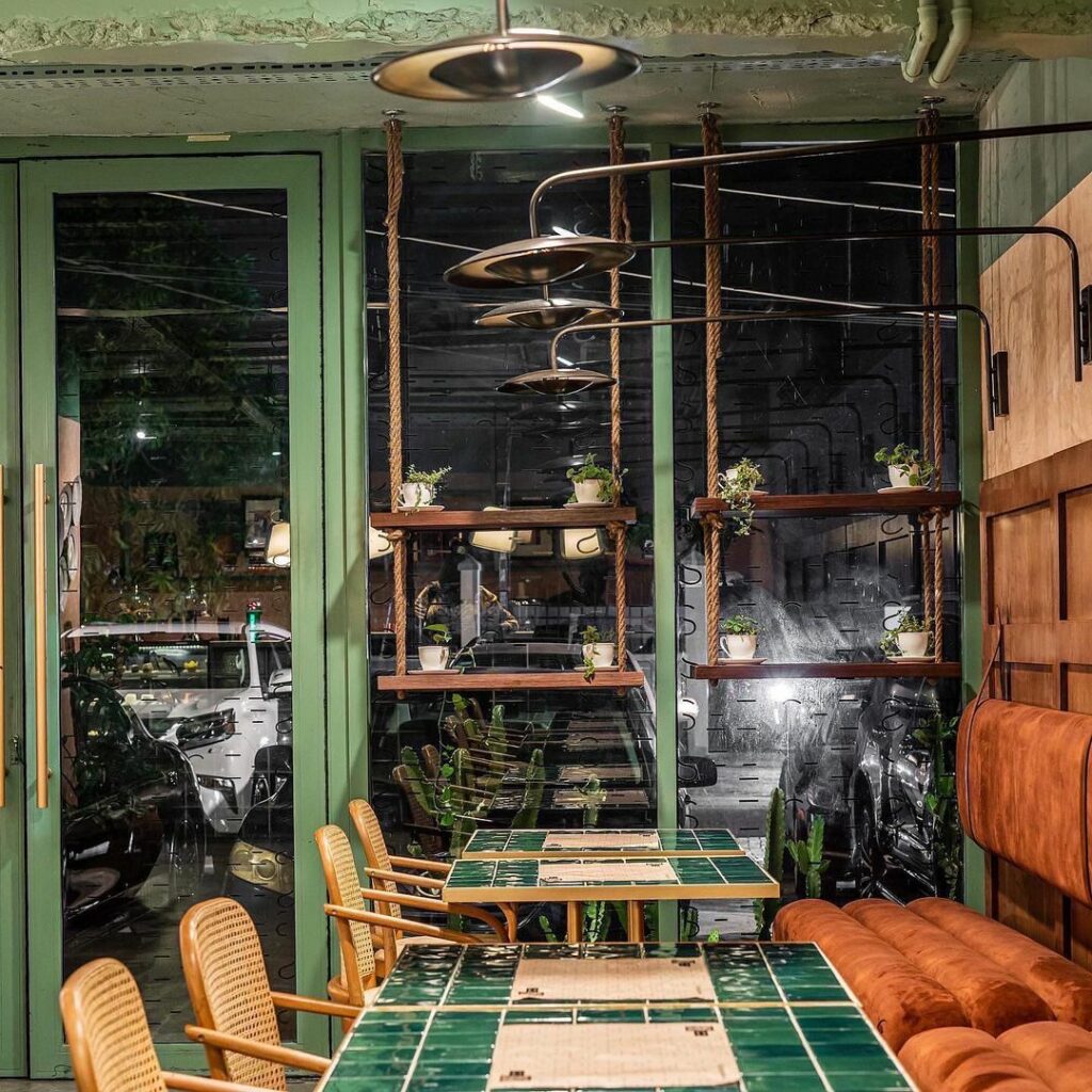 A view showing the lamps used in the cafe
of the Eclectic Retro-Industrial Restaurant by S.EA Consulting