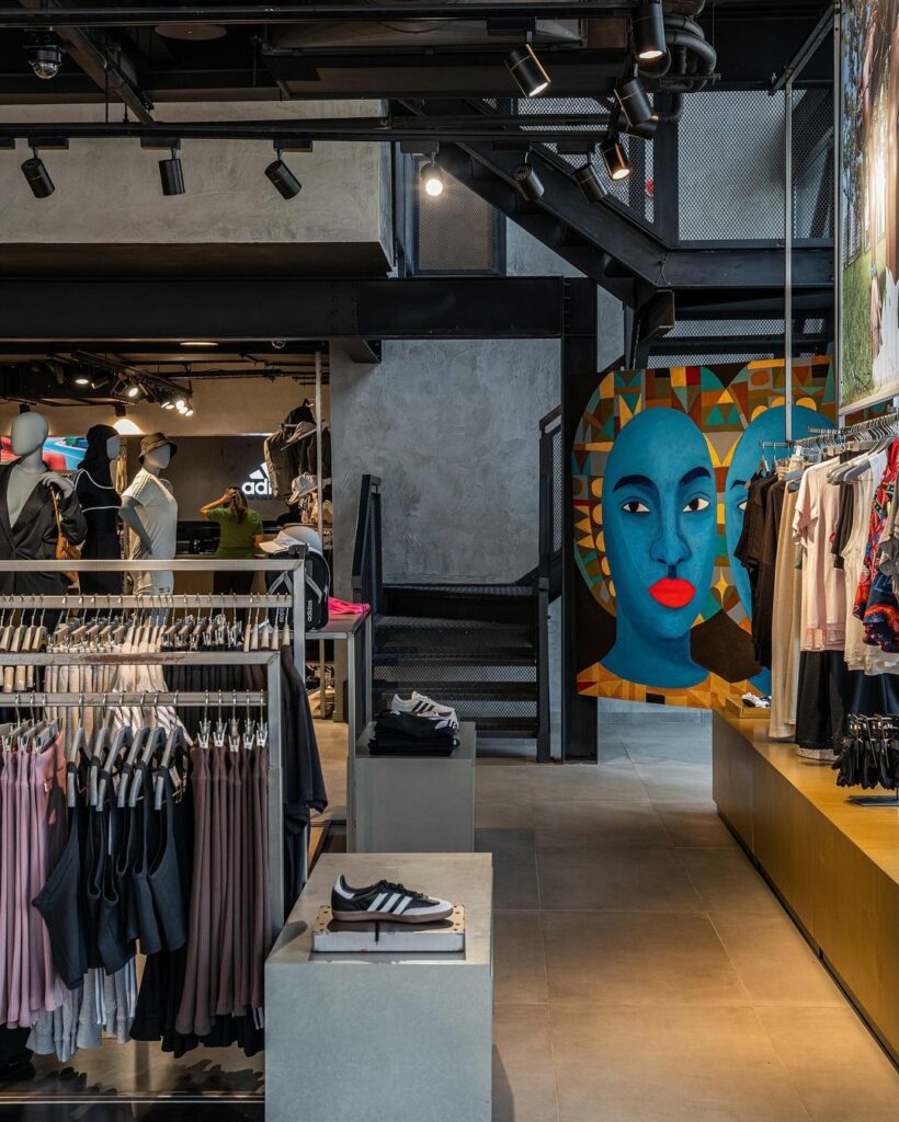 Interior view of Adidas flagship store design by Teal Harmony Designs