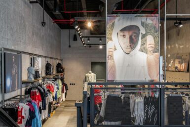 Interior view of Adidas flagship store design by Teal Harmony Designs