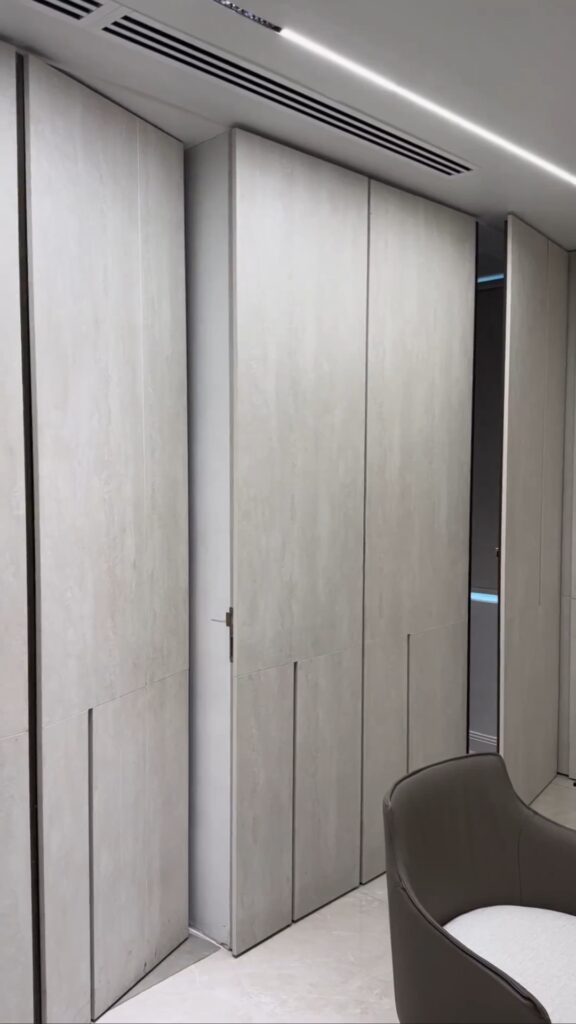 Flush-fitting doors in Minimalist Executive Office Design by Minida Desings