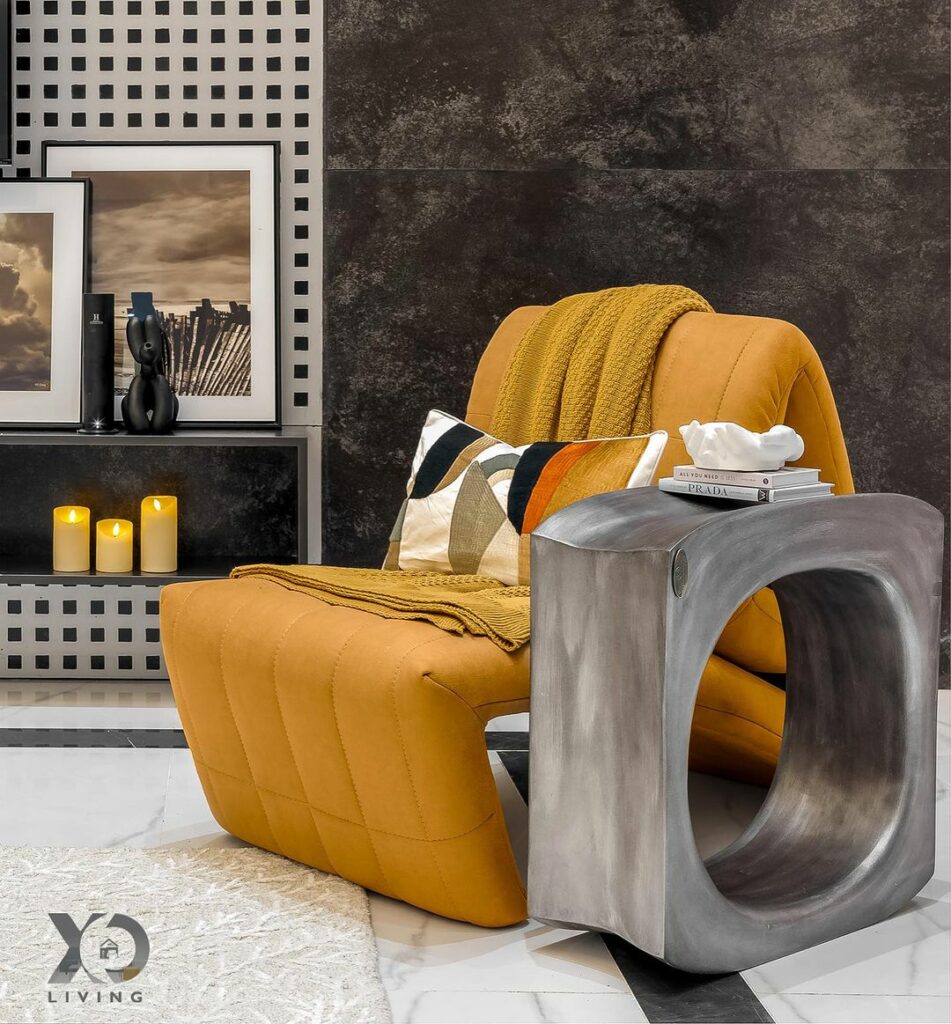 Concept single chair with side table in Contemporary home interior design