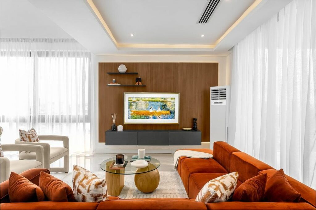 TV wall in Contemporary Living Room Design by ICORA Home