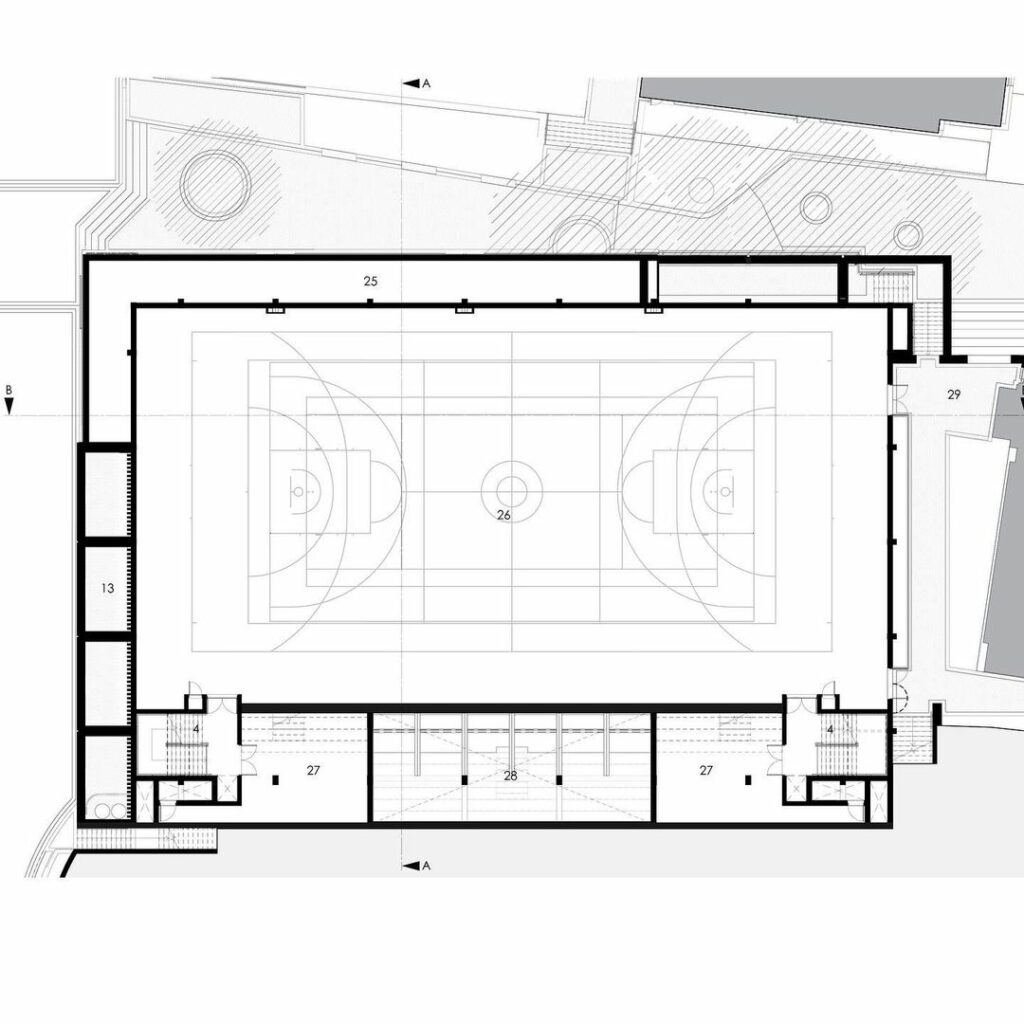 Floor plan of St. Cyprian School Multipurpose Hall & Aquatic Centre, designed by MEYER & ASSOCIATES