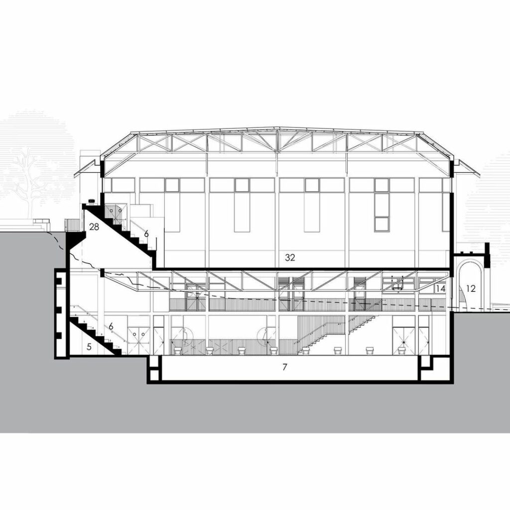 Section of Floor plan of St. Cyprian School Multipurpose Hall & Aquatic Centre, designed by MEYER & ASSOCIATES