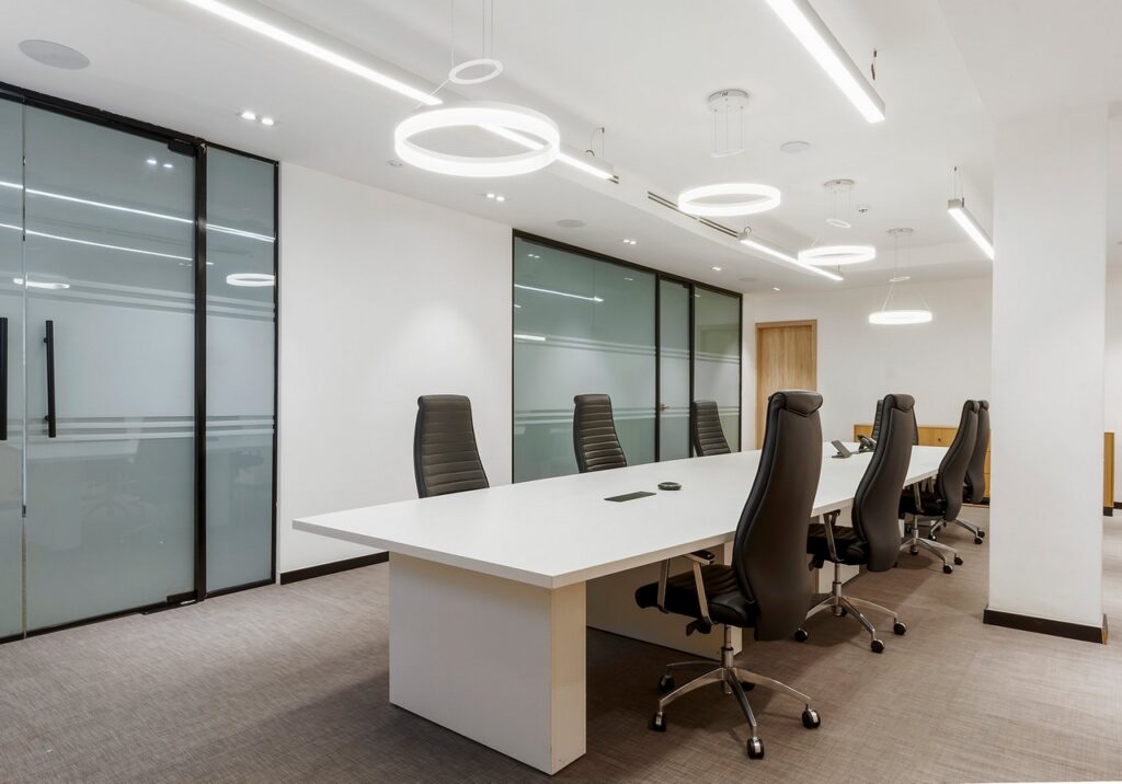 Conference room in Minimal office fit out by Micdee Designs