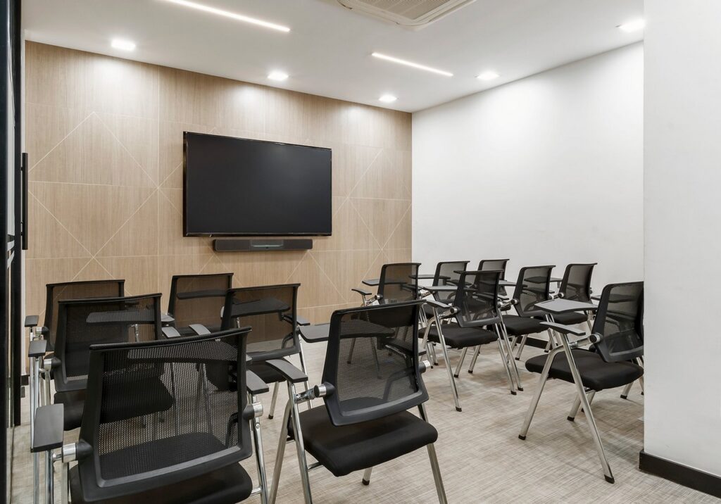 Meeting room in Minimal office fit out by Micdee Designs