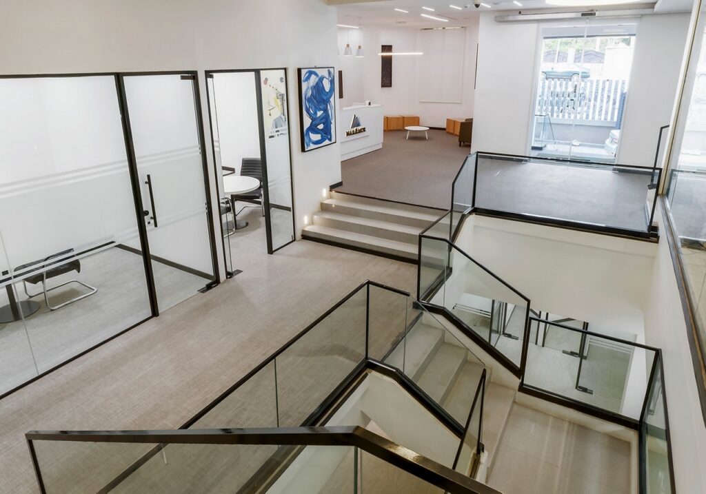 View of stairhall in Minimal office fit out by Micdee Designs