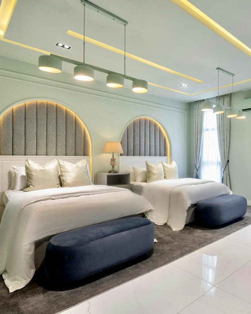 View of the Pastel Green Bedroom by Michael Ehiz Design