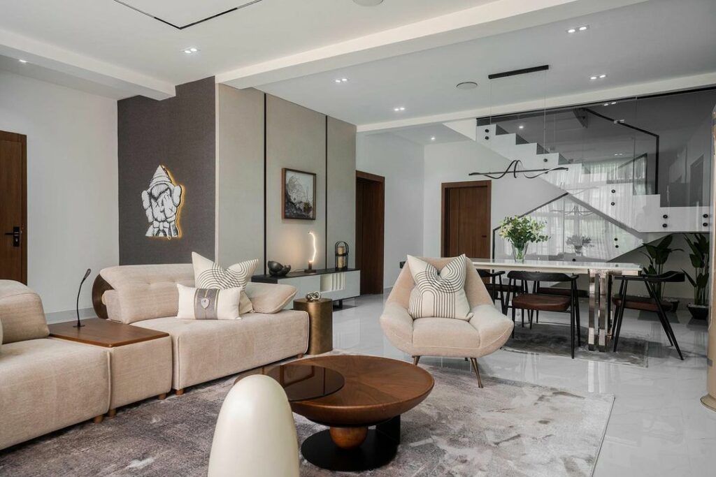 Scandi-Modern Living Room Design by Dwellion Design