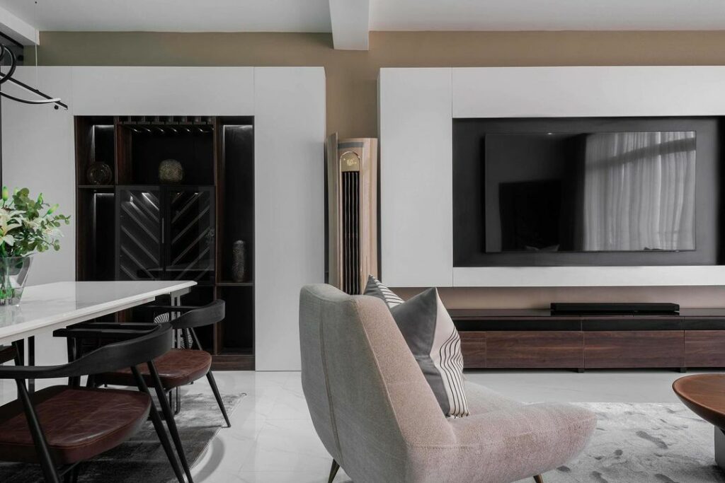 Tv unit in Scandi-Modern Living Room Design by Dwellion Design