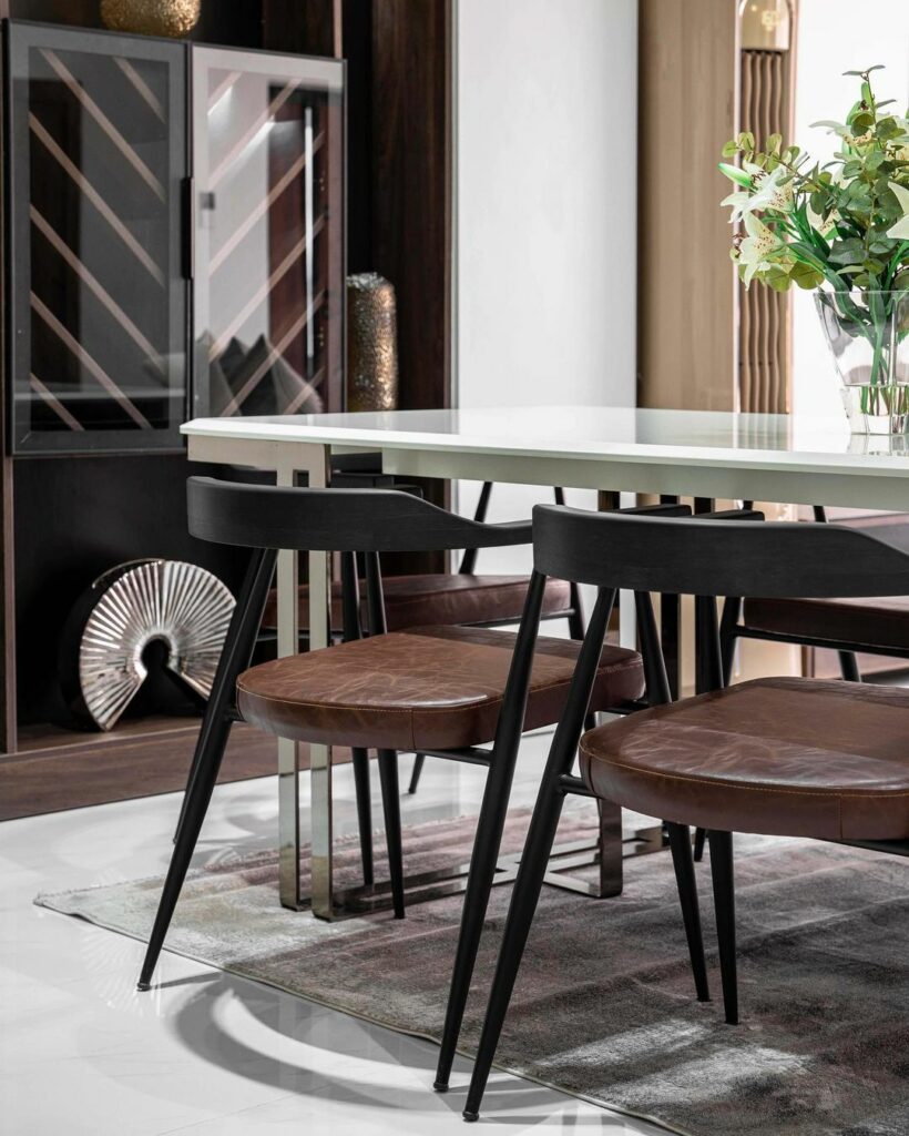 Dining area in Scandi-Modern Living Room Design by Dwellion Design
