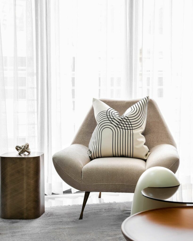 Single sofa in Scandi-Modern Living Room Design by Dwellion Design