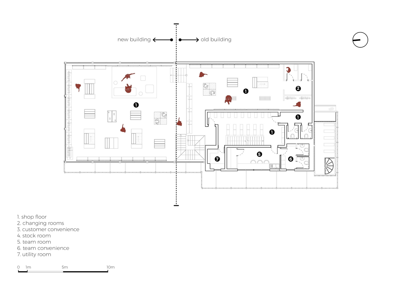 Floor plan of Adidas flagship store by Oshinowo Studios