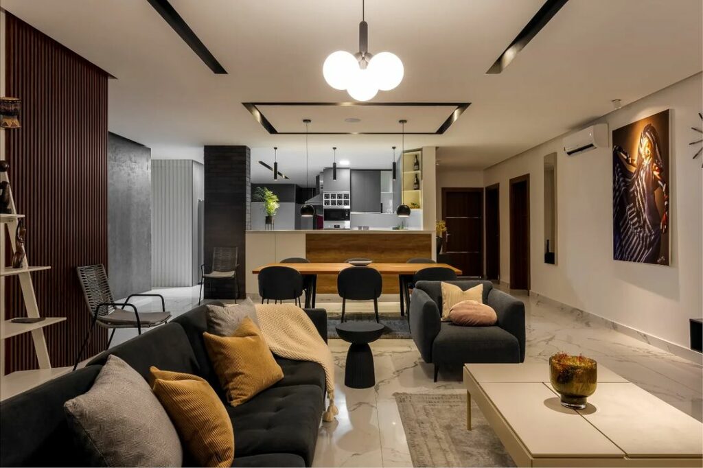 Living area in Luxurious Shortlet Apartment By Idabo Homes