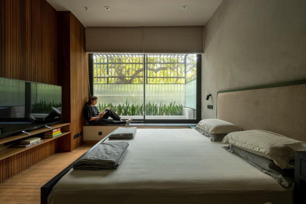 Bedroom in the Siri Haus: a historic home renovation in India