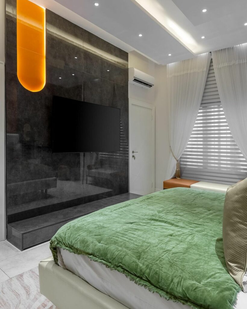 TV joinery in Art Deco Bedroom Design by XO Living