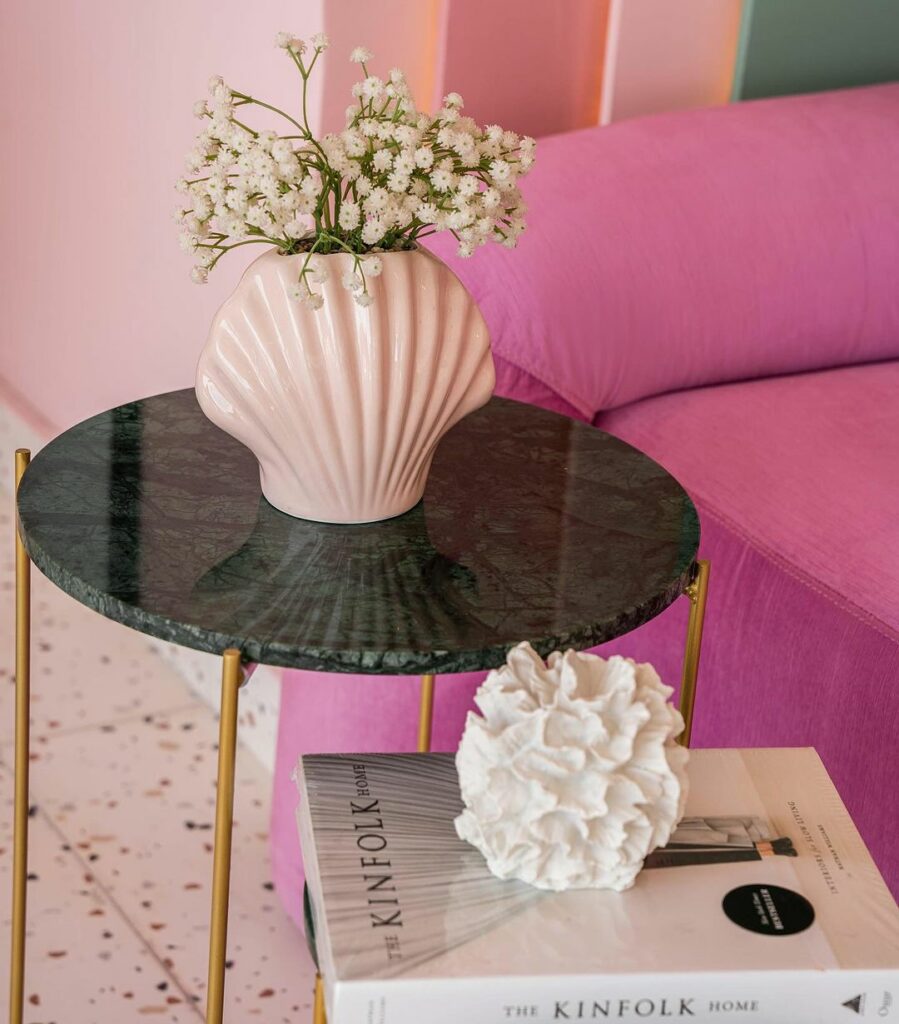 side tables in Bohemian Beauty Store By Goldray Interiors