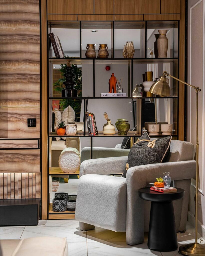 Reading corner in Maximalist Classical Living Room Design By Sculpt Design