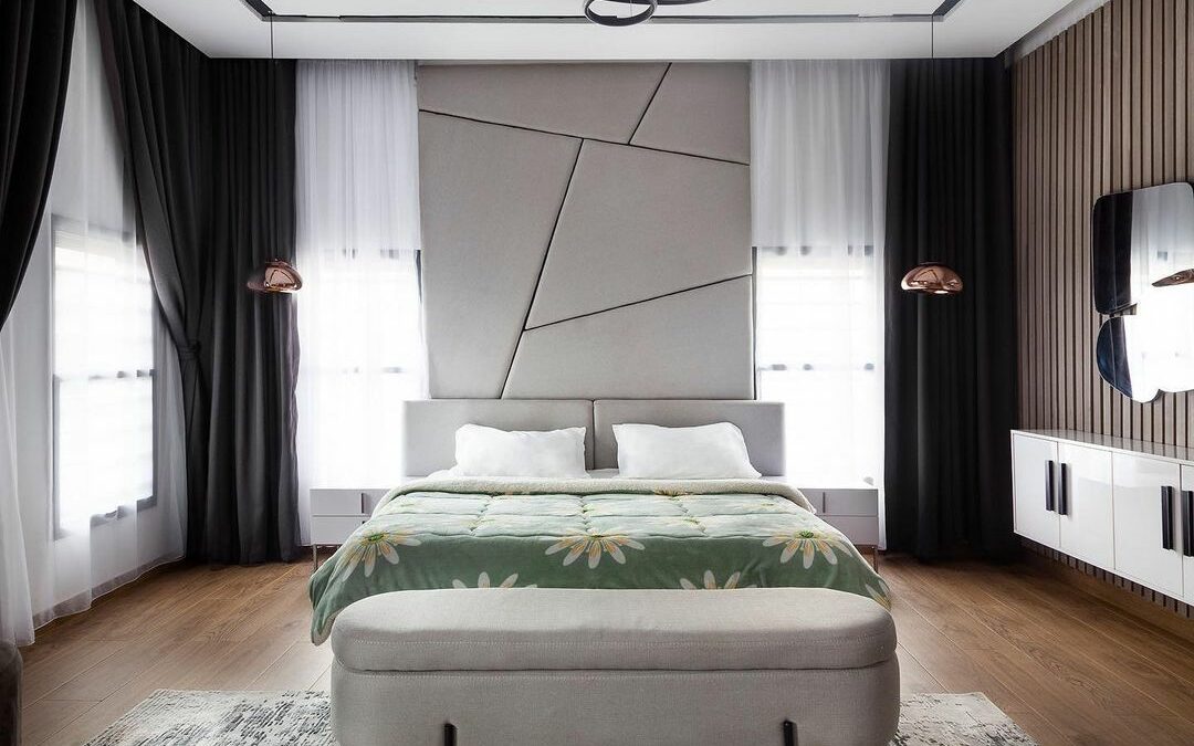 The main bedroom in the modern family home by Bold Studio.