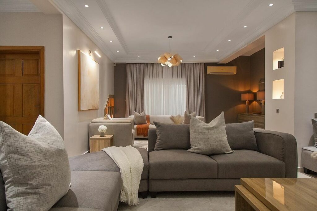 Neutral Living Room With A Secondary Seating Area