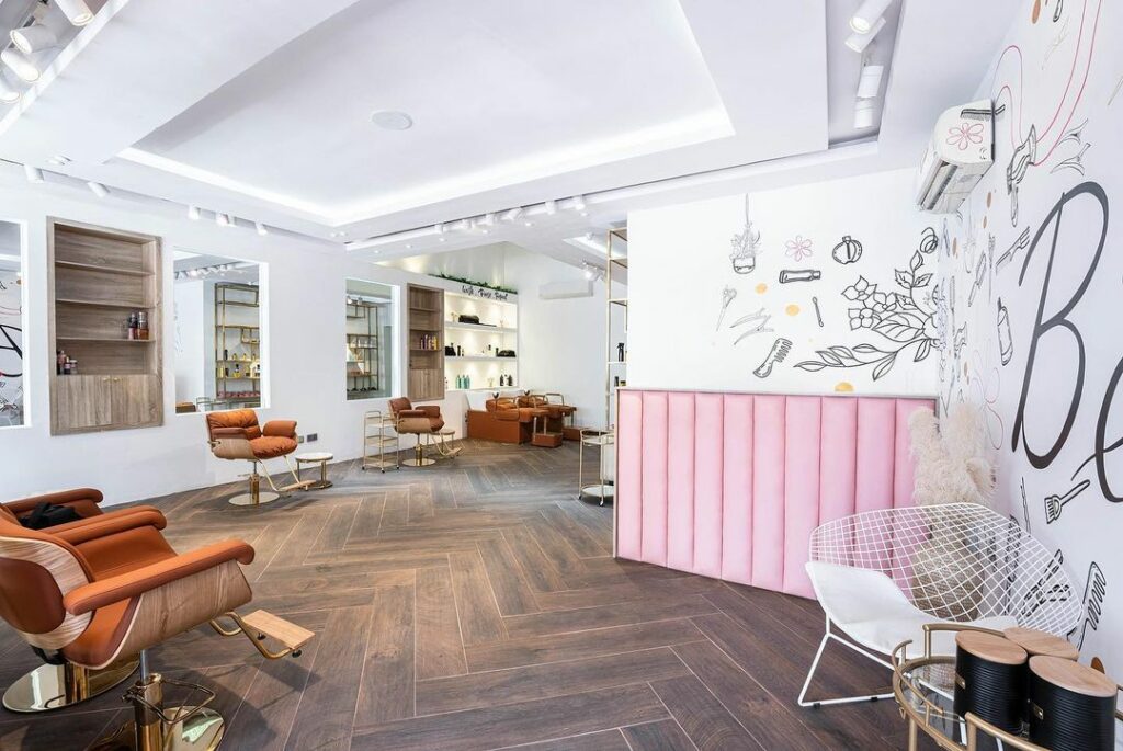 Hair Styling area in Pink-Themed Beauty Store Fit-Out By TMSoraya