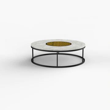Round coffee table in concrete furniture collection by Konkere designs
