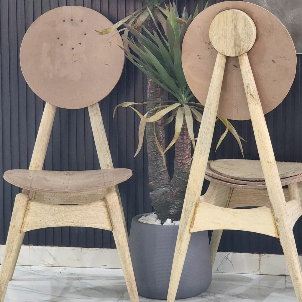 Skeleton of danish-style circle dining chais by sobest furniture, a furniture production company in Benin City.