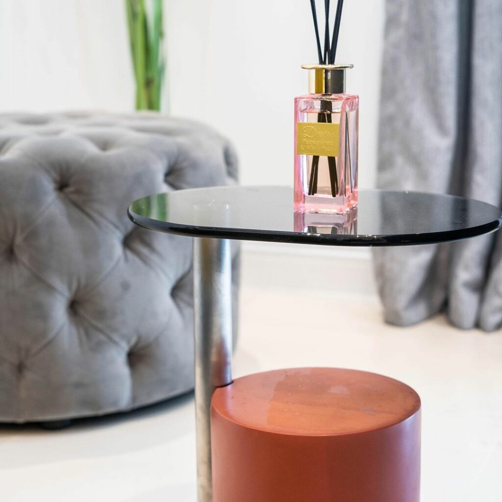 Multi-material sidetable in Living room design by Onnalush Interiors