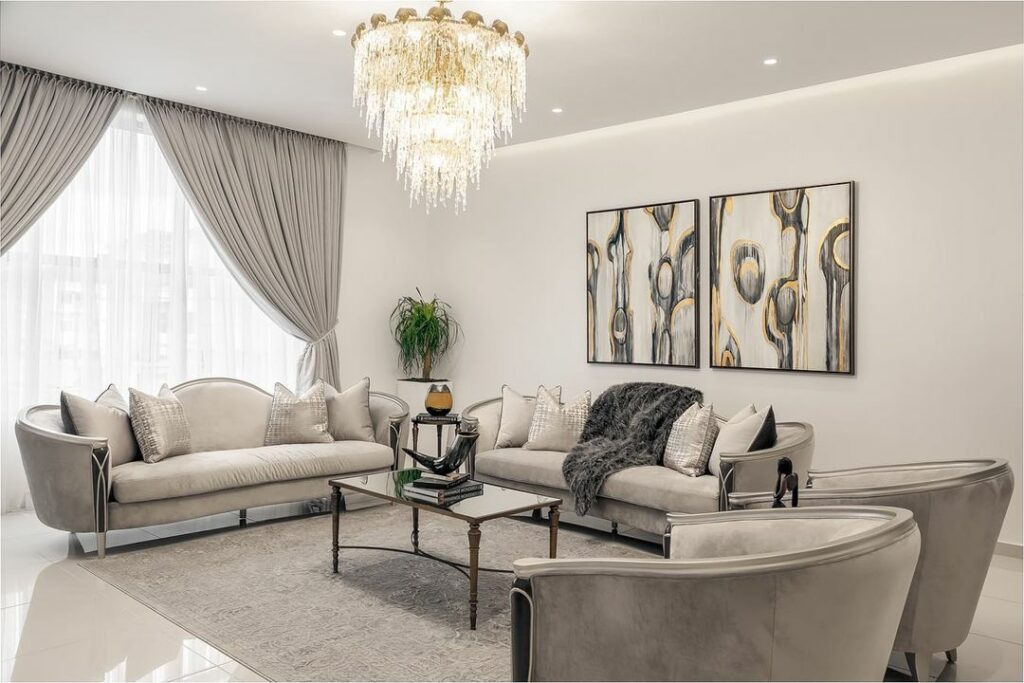 Neo-classical living room by Nigerian interior designer