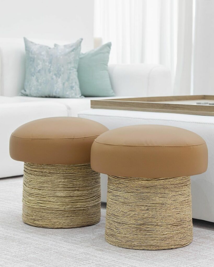Side stools with yarn covered bases