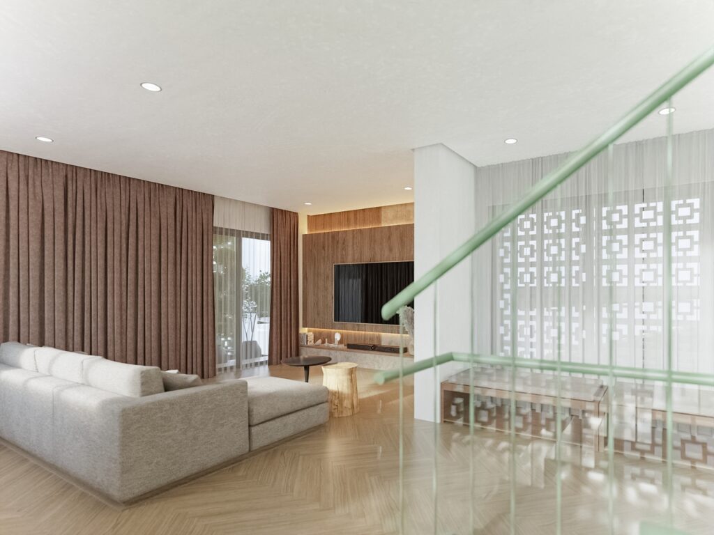 Open-concept living area in residential
design by CCW.