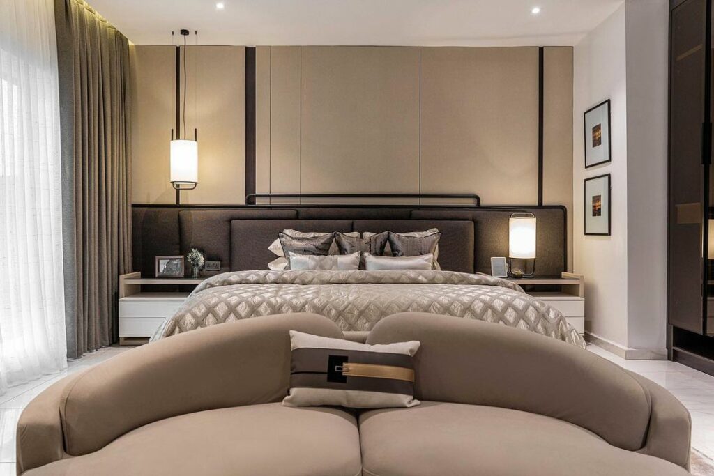 Luxurious masterv Bedroom by Dwellion Design