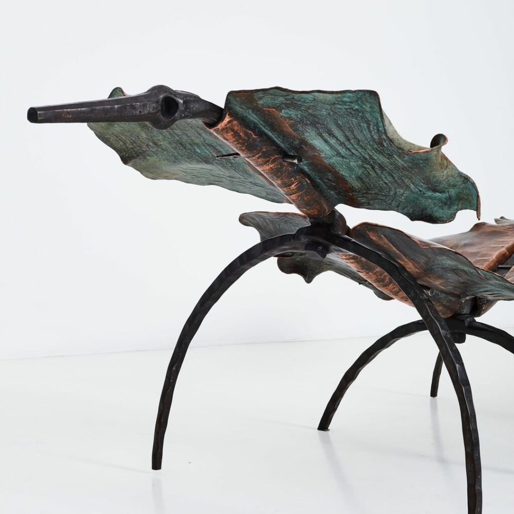 Close up of Sculptural Chaise Lounge - The firebird Chaise by Conrad Hicks