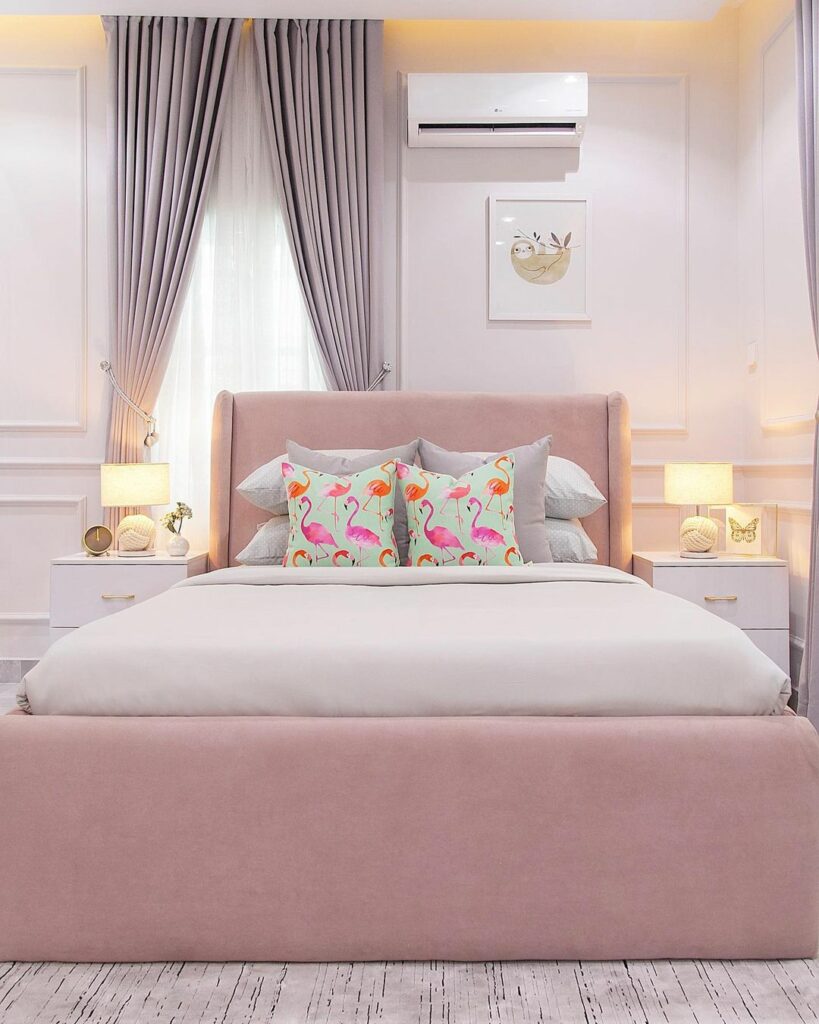 Pink-themed girl's bedroom by Olivehaus Interiors