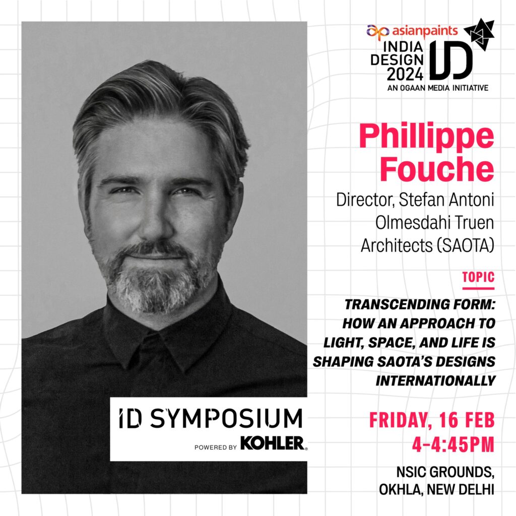 SAOTA Principal, Phillippe Fouche, Speaking at ID Symposium 2024, a part of India Design 2024.