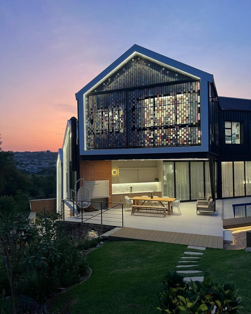 Exterior view of contemporary family home in South Africa.