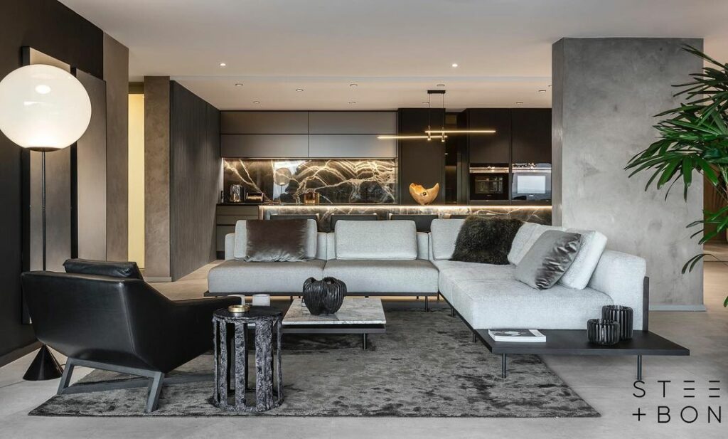 Luxurious interior by steel and bone in South Africa.