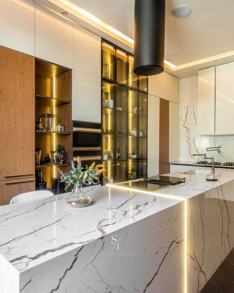 Sleek Modern classic Kitchen By Serdamol Interiors.