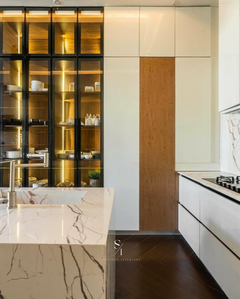 Sleek Modern Kitchen By Serdamol Interiors.