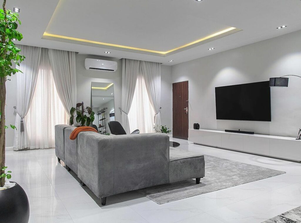 Gray living room by Mandora Design.