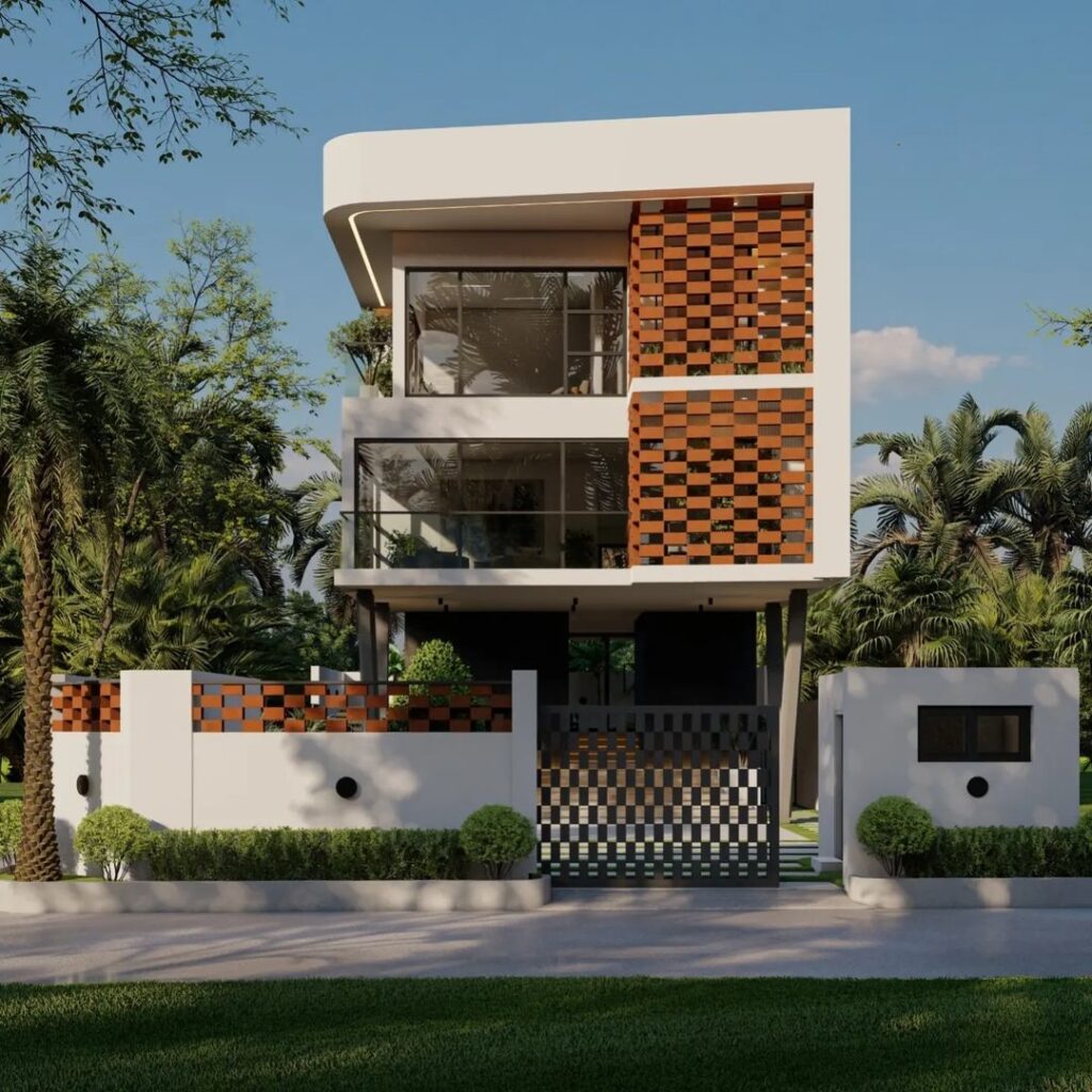 Rendered image of contemporary beach house designed by UCA