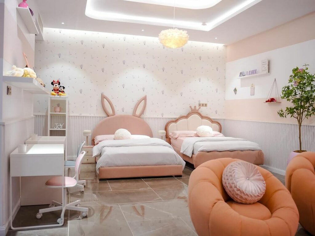 GIrls' bedroom in residential project by Greyson Living.