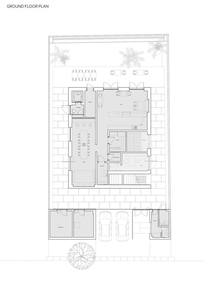 Ground floor plan of DOT Ateliers by Adjaye Associates.