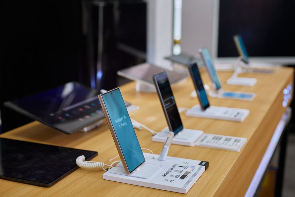 Samsung phones on display at the HTL Africa X Samsung Private Showcase.