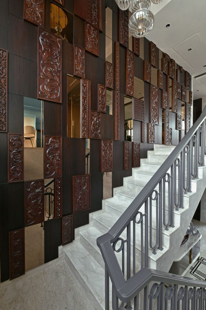 Stairhall in luxurious home in Kolkata.