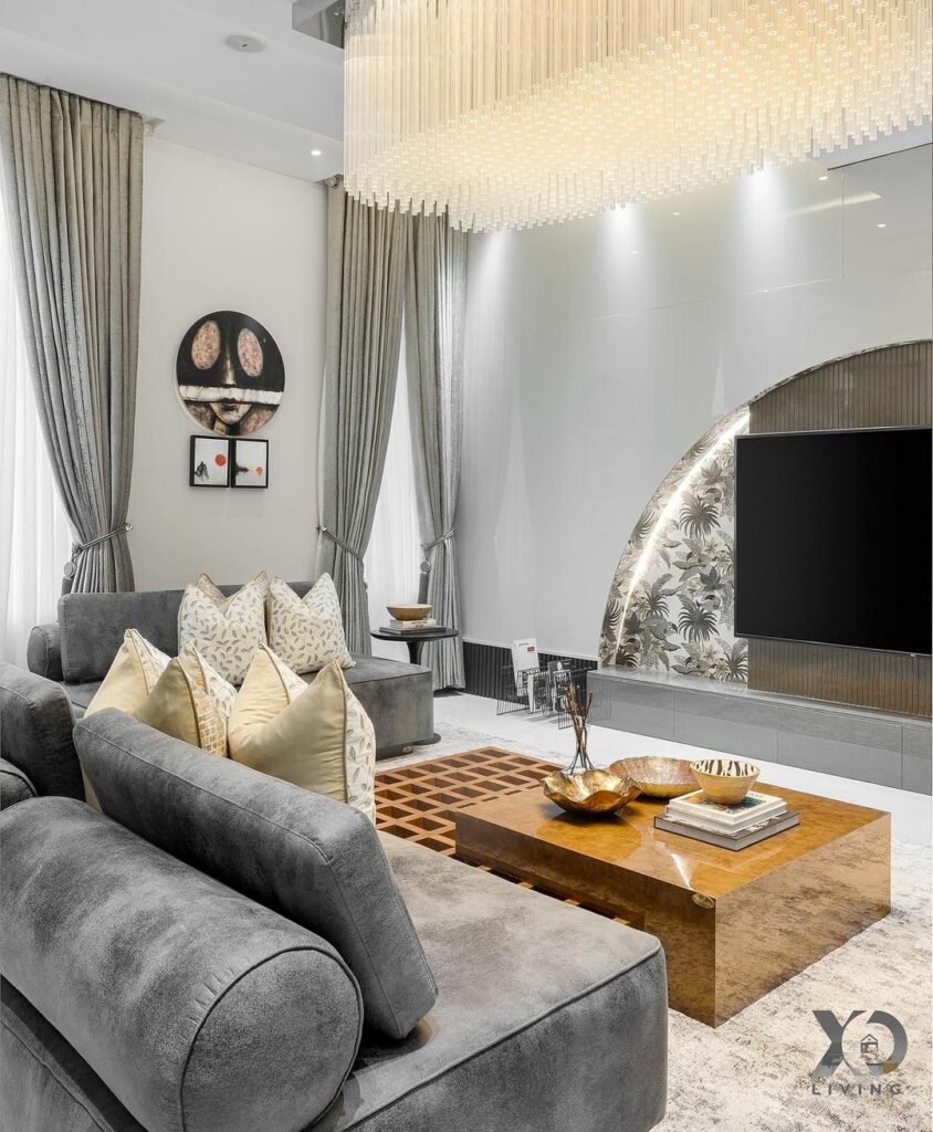 A sophisticated modern living room by XO Living.