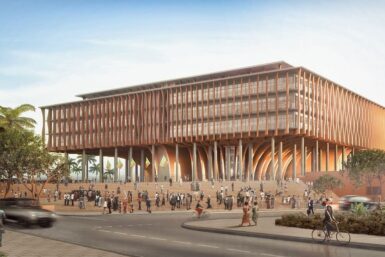 Architectural rendering of the Benin national assembly by Kere Architecture.