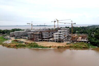 Construction images of Abatta Village, a Sustainable Mixed-Use Development in Abidjan.